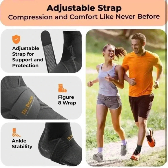 Ankle Brace with Adjustable Strap and 2X Gel Pad Ankle Support & Pain Relief NEW - Picture 3 of 12